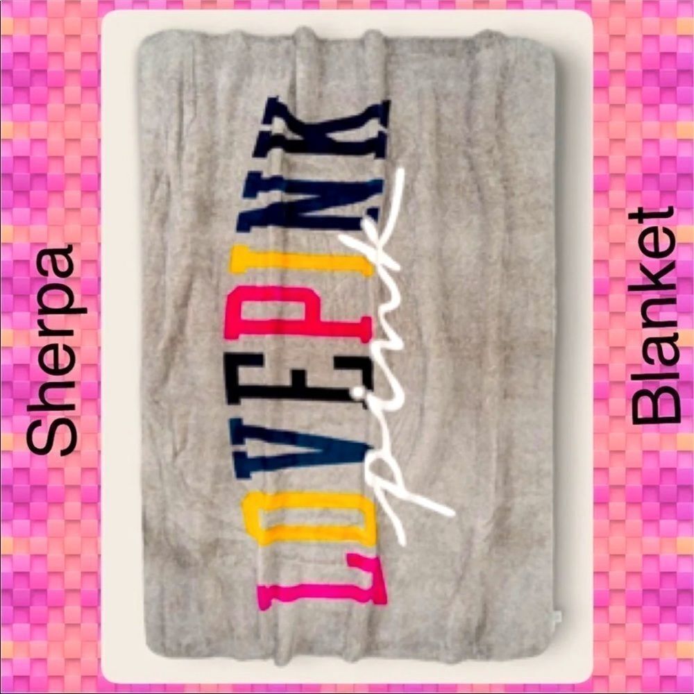 VICTORIA'S SECRET PINK SHERPA BLANKET  60" X 72"